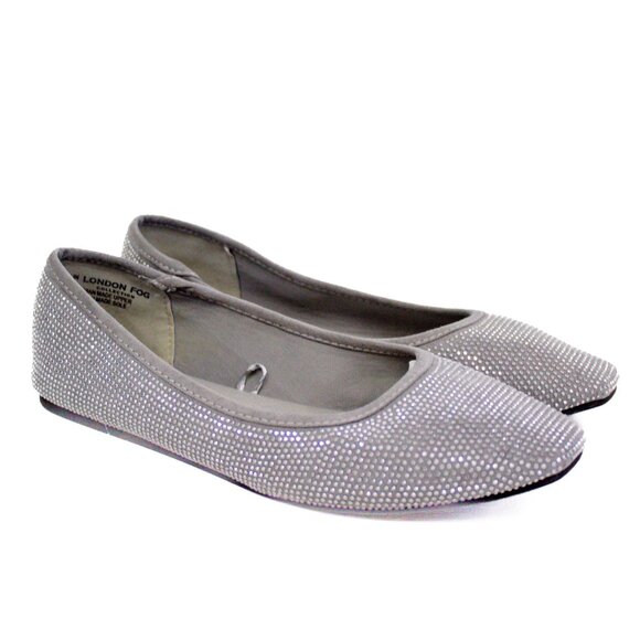 London Fog Cailin Bedazzled Ballet Flats Grey Women's Size 8.5 Wide - Picture 2 of 11
